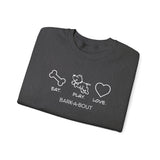 Me + Dog = Love (Front)___BAB Oval Outline (Back)  ||  Unisex Heavy Blend™ Crewneck Sweatshirt