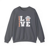 Love Paw Print (Front)___BAB Oval (Back)  ||  Unisex Heavy Blend™ Crewneck Sweatshirt