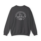 Weekends, Coffee and Dogs (Front)___BAB Oval Outline (Back)  ||  Unisex Heavy Blend™ Crewneck Sweatshirt