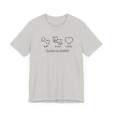 Eat. Play. Love (Front)___BAB Oval Outline (Back)  ||  Bella + Canvas 3001 Unisex Jersey Short Sleeve Tee