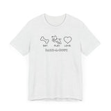 Eat. Play. Love (Front)___BAB Oval Outline (Back)  ||  Bella + Canvas 3001 Unisex Jersey Short Sleeve Tee