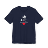 Me + Dogs = Love (Front)__BAB Word Outline (Back) || Bella + Canvas 3001 Unisex Jersey Short Sleeve Tee