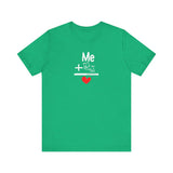 Me + Dogs = Love (Front)__BAB Word Outline (Back) || Bella + Canvas 3001 Unisex Jersey Short Sleeve Tee