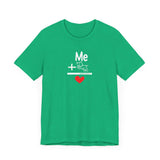 Me + Dogs = Love (Front)__BAB Word Outline (Back) || Bella + Canvas 3001 Unisex Jersey Short Sleeve Tee