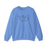 Me + Dog = Love (Front)___BAB Oval Outline (Back)  ||  Unisex Heavy Blend™ Crewneck Sweatshirt