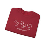 Me + Dog = Love (Front)___BAB Oval Outline (Back)  ||  Unisex Heavy Blend™ Crewneck Sweatshirt