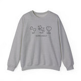 Me + Dog = Love (Front)___BAB Oval Outline (Back)  ||  Unisex Heavy Blend™ Crewneck Sweatshirt