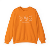 Me + Dog = Love (Front)___BAB Oval Outline (Back)  ||  Unisex Heavy Blend™ Crewneck Sweatshirt