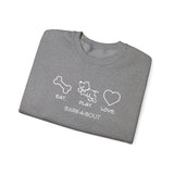 Me + Dog = Love (Front)___BAB Oval Outline (Back)  ||  Unisex Heavy Blend™ Crewneck Sweatshirt