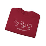 Me + Dog = Love (Front)___BAB Oval Outline (Back)  ||  Unisex Heavy Blend™ Crewneck Sweatshirt