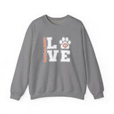 Love Paw Print (Front)___BAB Oval (Back)  ||  Unisex Heavy Blend™ Crewneck Sweatshirt