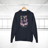 Live, Love, Woof - Pastel Rainbow  ||  Unisex Pullover Hoodie