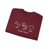 Me + Dog = Love (Front)___BAB Oval Outline (Back)  ||  Unisex Heavy Blend™ Crewneck Sweatshirt