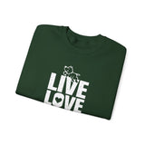 Live, Love, Bark (Front)___BAB Oval Outline (Back)  ||  Unisex Heavy Blend™ Crewneck Sweatshirt