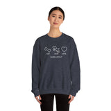 Me + Dog = Love (Front)___BAB Oval Outline (Back)  ||  Unisex Heavy Blend™ Crewneck Sweatshirt