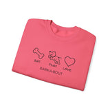 Me + Dog = Love (Front)___BAB Oval Outline (Back)  ||  Unisex Heavy Blend™ Crewneck Sweatshirt