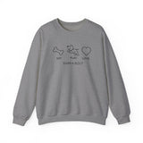 Me + Dog = Love (Front)___BAB Oval Outline (Back)  ||  Unisex Heavy Blend™ Crewneck Sweatshirt