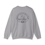 Weekends, Coffee and Dogs (Front)___BAB Oval Outline (Back)  ||  Unisex Heavy Blend™ Crewneck Sweatshirt