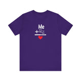 Me + Dogs = Love (Front)__BAB Word Outline (Back) || Bella + Canvas 3001 Unisex Jersey Short Sleeve Tee