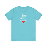 Me + Dogs = Love (Front)__BAB Word Outline (Back) || Bella + Canvas 3001 Unisex Jersey Short Sleeve Tee