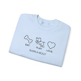 Me + Dog = Love (Front)___BAB Oval Outline (Back)  ||  Unisex Heavy Blend™ Crewneck Sweatshirt
