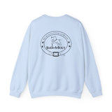 Weekends, Coffee and Dogs (Front)___BAB Oval Outline (Back)  ||  Unisex Heavy Blend™ Crewneck Sweatshirt