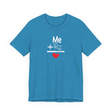 Me + Dogs = Love (Front)__BAB Word Outline (Back) || Bella + Canvas 3001 Unisex Jersey Short Sleeve Tee