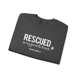 Rescued Is My Favorite Breed (Front)___BAB Oval Outline (Back)  ||  Unisex Heavy Blend™ Crewneck Sweatshirt