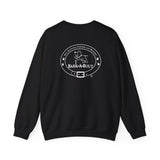 Weekends, Coffee and Dogs (Front)___BAB Oval Outline (Back)  ||  Unisex Heavy Blend™ Crewneck Sweatshirt