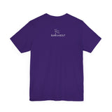 Me + Dogs = Love (Front)__BAB Word Outline (Back) || Bella + Canvas 3001 Unisex Jersey Short Sleeve Tee