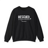 Rescued Is My Favorite Breed (Front)___BAB Oval Outline (Back)  ||  Unisex Heavy Blend™ Crewneck Sweatshirt