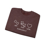 Me + Dog = Love (Front)___BAB Oval Outline (Back)  ||  Unisex Heavy Blend™ Crewneck Sweatshirt