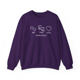 Me + Dog = Love (Front)___BAB Oval Outline (Back)  ||  Unisex Heavy Blend™ Crewneck Sweatshirt