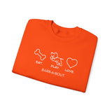 Me + Dog = Love (Front)___BAB Oval Outline (Back)  ||  Unisex Heavy Blend™ Crewneck Sweatshirt