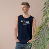 Rescued Is My Favorite Breed (Front)__BAB Oval (Back)  || Men's Ultra Cotton Sleeveless Tank