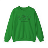 Me + Dog = Love (Front)___BAB Oval Outline (Back)  ||  Unisex Heavy Blend™ Crewneck Sweatshirt