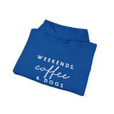 Weekends, Coffee and Dogs  ||  Unisex Heavy Blend™ Pullover Hooded Sweatshirt