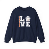 Love Paw Print (Front)___BAB Oval (Back)  ||  Unisex Heavy Blend™ Crewneck Sweatshirt