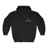 Bark-A-Bout Dog and BAB Logo (Front)__Outline Oval (Back)  ||  Unisex Heavy Blend™ Full Zip-Up Hoodie