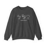 Me + Dog = Love (Front)___BAB Oval Outline (Back)  ||  Unisex Heavy Blend™ Crewneck Sweatshirt
