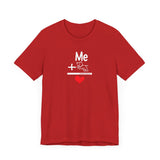 Me + Dogs = Love (Front)__BAB Word Outline (Back) || Bella + Canvas 3001 Unisex Jersey Short Sleeve Tee