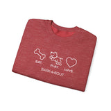 Me + Dog = Love (Front)___BAB Oval Outline (Back)  ||  Unisex Heavy Blend™ Crewneck Sweatshirt