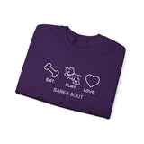 Me + Dog = Love (Front)___BAB Oval Outline (Back)  ||  Unisex Heavy Blend™ Crewneck Sweatshirt
