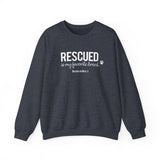 Rescued Is My Favorite Breed (Front)___BAB Oval Outline (Back)  ||  Unisex Heavy Blend™ Crewneck Sweatshirt