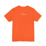Me + Dogs = Love (Front)__BAB Word Outline (Back) || Bella + Canvas 3001 Unisex Jersey Short Sleeve Tee