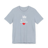 Me + Dogs = Love (Front)__BAB Word Outline (Back) || Bella + Canvas 3001 Unisex Jersey Short Sleeve Tee
