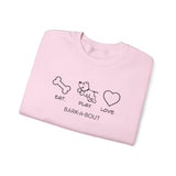 Me + Dog = Love (Front)___BAB Oval Outline (Back)  ||  Unisex Heavy Blend™ Crewneck Sweatshirt