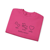 Me + Dog = Love (Front)___BAB Oval Outline (Back)  ||  Unisex Heavy Blend™ Crewneck Sweatshirt