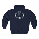 Bark-A-Bout Dog and BAB Logo (Front)__Outline Oval (Back)  ||  Unisex Heavy Blend™ Full Zip-Up Hoodie