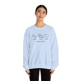 Me + Dog = Love (Front)___BAB Oval Outline (Back)  ||  Unisex Heavy Blend™ Crewneck Sweatshirt